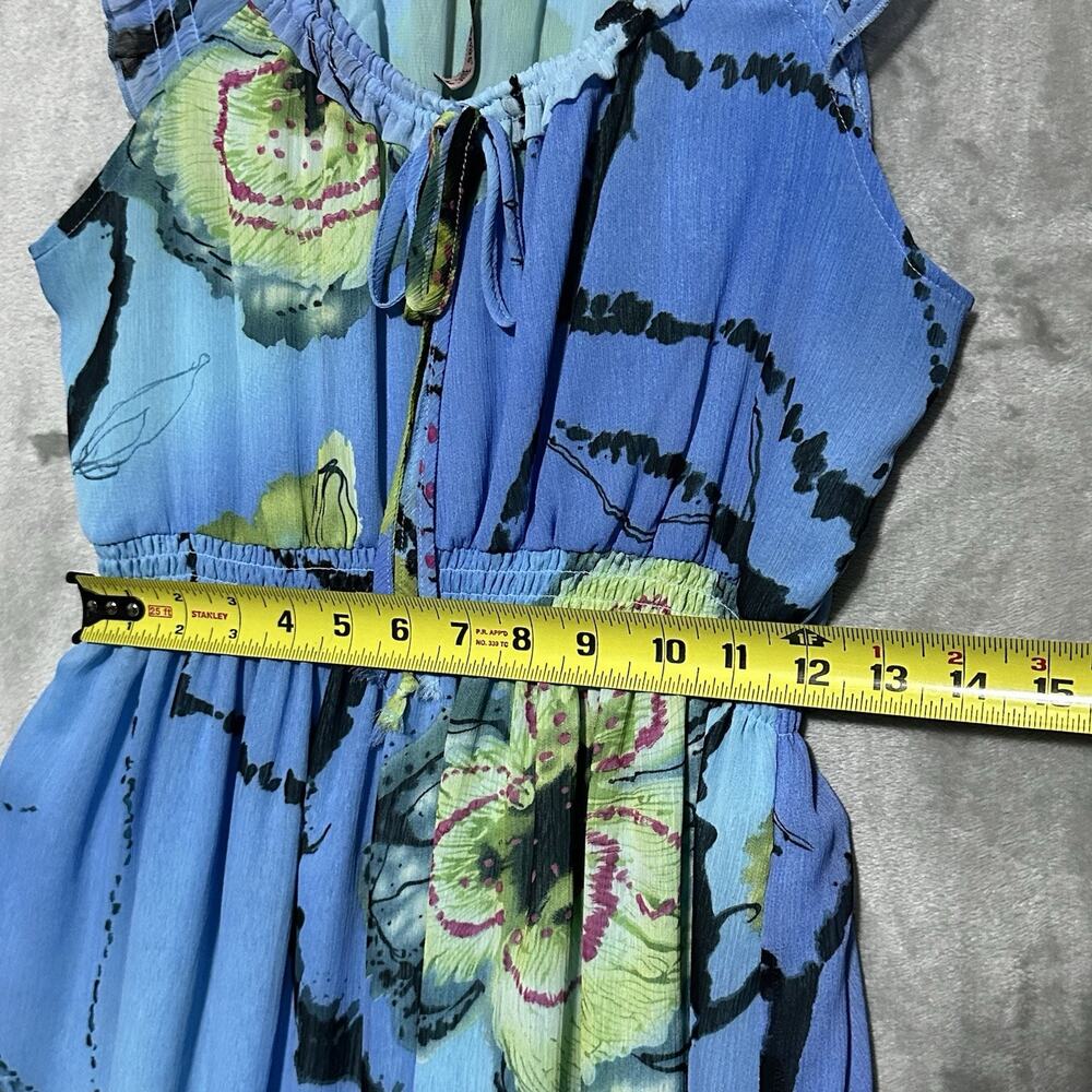 Y2K Sheer Milkmaid Fairycore Whimsigoth Knee Length Blue Dress Size M Smocked - Picture 6 of 10